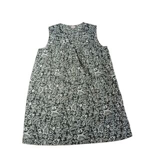 Vintage black/white Floral Shift Dress Pockets Comfy Farm Boho Cottage Core